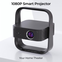 Projecteur LED LCD intelligent HTP A6 noir 400 lumens avec haut-parleurs intégrés, mini home cinéma portable 1080p pour la maison et les entreprises