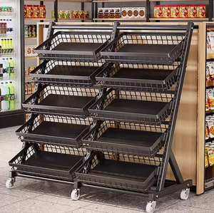 Hiện đại nhiều lớp lưới hiển thị đứng siêu thị giá cho đồ ăn nhẹ thực phẩm cửa hàng tiện lợi nhà bếp dốc Giỏ Di chuyển xe đẩy - Product Image 1