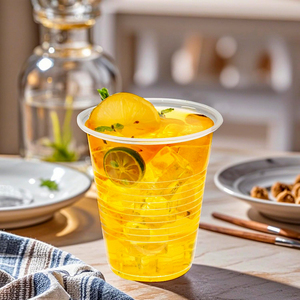 Taza de plástico PET biodegradable con logotipo impreso personalizado, taza de café desechable de 90mm de diámetro para llevar, taza de té de burbujas de grado alimenticio - Product Image 1