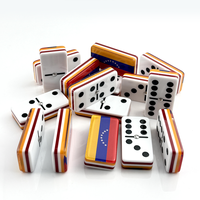 Jeu de dominos double six en résine acrylique standard 55x28x12MM, 28 pièces, jetons de dominos personnalisés avec drapeaux pour jeu de société éducatif familial