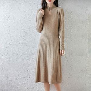 <span class=keywords><strong>Robe</strong></span> <span class=keywords><strong>pull</strong></span> <span class=keywords><strong>mi</strong></span>-<span class=keywords><strong>longue</strong></span> en <span class=keywords><strong>laine</strong></span> tricotée style chinois à col montant pour femme, coupe ample amincissante, manches longues, printemps-automne - Product Image 1