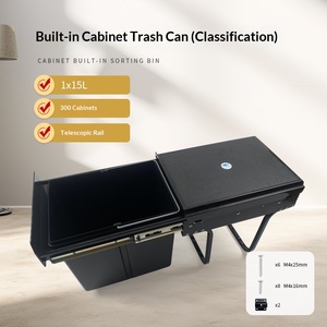 <span class=keywords><strong>Cubo</strong></span> de <span class=keywords><strong>Basura</strong></span> Empotrado en Mueble de Cocina, de Plástico, Oculto, de un Solo Compartimento, 115L, con Riel Retráctil y Tapa - Product Image 3