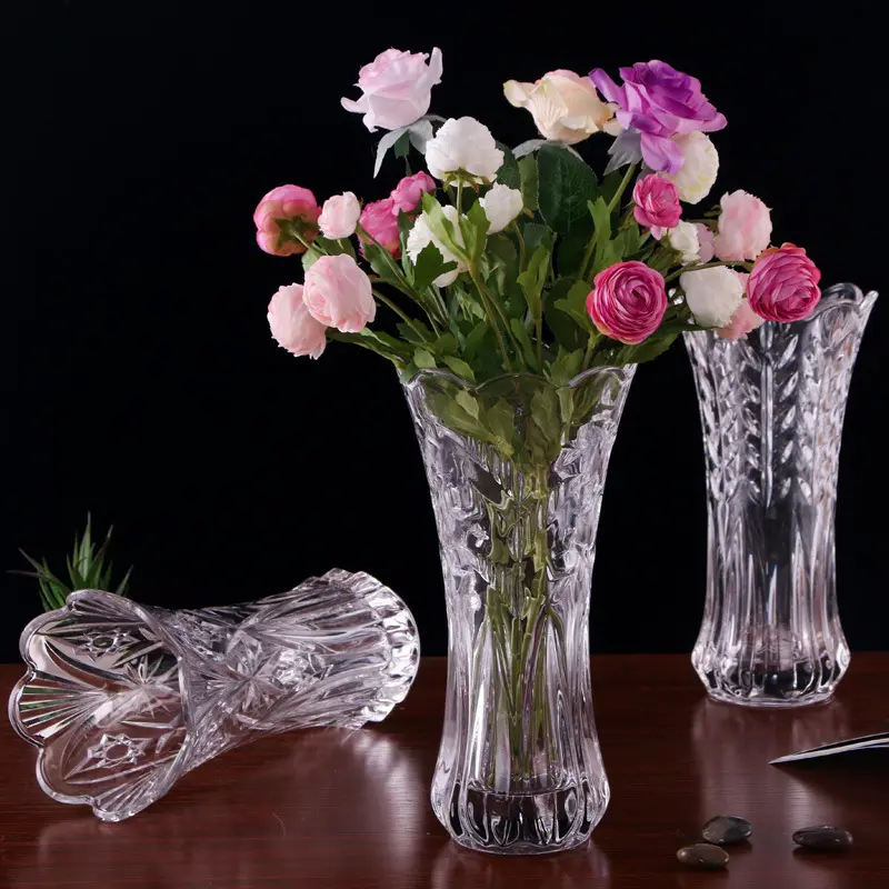 Wholesale Thickened Simple Vase Living Room Table Decorations Big Mouth Crystal Glass Vase