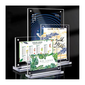 Acryl Sterke Magnetische Drank Prijs Display Plank, High-End Uithangbord <span class=keywords><strong>Menu</strong></span>, A5, dubbelzijdig Tafel Type Kaart, Transparante Tafel - Product Image 6