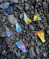 Metallic glans tie-dye thong bikini set, tie-side badkleding, dames, groothandel, op maat gemaakte badkleding fabrikanten