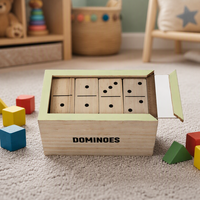 Jeu de dominos double 6, 28 pièces en mélamine, jeu de table classique amusant, cadeau éducatif avec coffret en bois pour garçons et filles