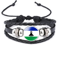 Bracelet en fil ciré tressé personnalisé avec drapeau national de Guinée, cordon réglable, souvenir culturel patriotique, cadeau