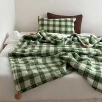 Couverture d'hiver thermique en plaid bouclé style mouton, en bambou tressé et bois, pour canapé, bout de lit et voiture