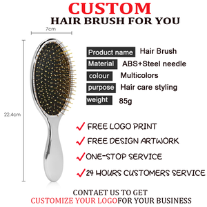 Sikat rambut nilon, pijat 2025 untuk tata rambut gaya lembut kering atau basah penggunaan sisir jarum baja gigi ABS babi bulu - Product Image 2