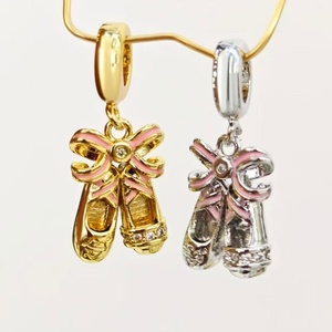 Venta al por mayor dulce vida colgante encantos latón 18K chapado en oro esmalte Cactus Ballet Zapatos rosa <span class=keywords><strong>música</strong></span> nota encantos para joyería DIY - Product Image 2