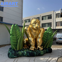 Modèle d'aigle doré gonflable lumineux à LED personnalisé, sculpture réaliste de faucon gonflable pour la décoration de zoo nocturne