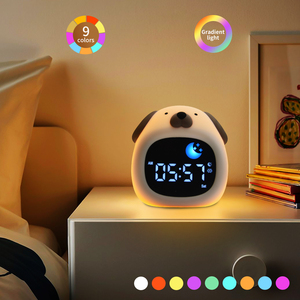 Silicone RGB bầu không khí ánh sáng ban đêm Đèn chức năng báo lại + máy hỗ trợ giấc ngủ cạnh giường ngủ kỹ thuật số Đồng hồ báo thức với loa - Product Image 5