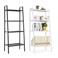 Étagère de rangement et de présentation décorative moderne en métal, design échelle, 5 niveaux, pour livres et fleurs d'intérieur