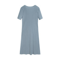 Robe plissée ample style Miyake en gros, en stock, prête à être expédiée, couleur unie, robe d'été, vêtement en vrac