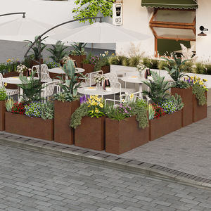 Outdoor Wrought Iron Flower Troughs <b>Square</b> <b>Combination</b> Metal Planters For Shopping Mall Minimalist Design - Product Image 2