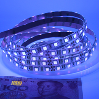 Bande lumineuse LED - 60 unités de mèches LED UV 395-400nm, luminaires flexibles à lumière noire 12V, bande lumineuse noire 14W pour décoration intérieure