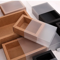 Boîte d'emballage à tiroir rectangulaire en papier kraft pliable avec impression en carton personnalisée en gros avec couvercle en PVC