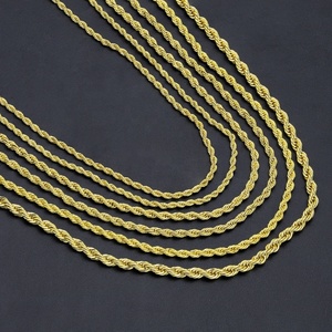 Collar de Cadena Trenzada de Latón Chapado en Oro de 24K al por Mayor para Hombre/Mujer con Cuentas, Joyería de Moda para Regalo - Product Image 1