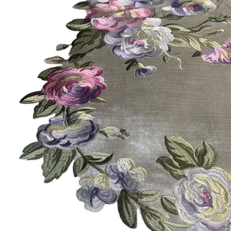 Tissu brodé floral de luxe de velours de fleur pour l'usine de tissu de sofa
