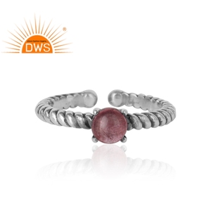 แหวนพลอยทัวร์มาลีนสีชมพูดึงดูดใจแหวนดีไซเนอร์925เงินออกซิไดซ์คอลเลกชันวินเทจ - Product Image 2