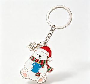Custom Christmas Metal Keychain Enamel Polar <b>Bear</b> Key Ring Zinc Alloy Holiday Souvenir Promotional Gift - Product Image 3