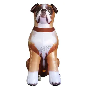 Modelos de animais personalizados infláveis sentados no cão marrom para decoração ao ar livre