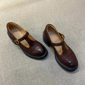 Zapatos de Tacón Alto de Moda de Alta Calidad, Zapatos de Primavera Ligeros y Cómodos con Punta Redonda de Cuero Genuino para Mujer - Product Image 2