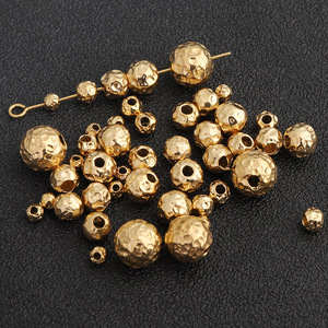 Perles en acier inoxydable martelées plaquées or, rondes et facettées, pour la fabrication de bijoux, colliers, bracelets, entretoises et enfilage DIY - Product Image 1