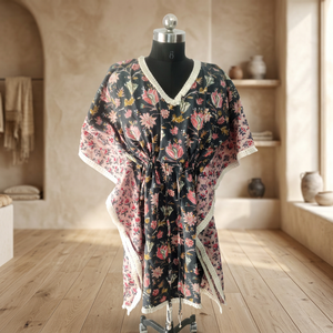 Nuevo Diseño 2026, Vestido Kaftan Corto Popular, Fabricante de Ropa para Mujer, Vestido de Diseñador, Kimono Indio de Algodón, Kaftan Largo y Corto - Product Image 1