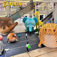 Décor photo pour événements commerciaux et festivals, modèle d'animal gonflable géant numérique (éléphant, guépard, antilope) avec ornements mignons