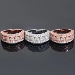 Nhẫn Hip Hop mạ vàng cao cấp bạc 925 Sterling đính đá Moissanite VVS lấp lánh dành cho nam, bán buôn - Product Image 1