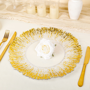 SLC756 Assiettes de mariage de 13 pouces Assiettes à dîner de haute qualité avec bord doré Assiette ronde transparente Assiette à dîner en <span class=keywords><strong>plastique</strong></span> - Product Image 6