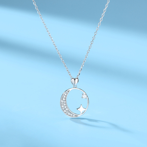 Tendenza Design 925 gioielli in argento stella e luna <span class=keywords><strong>fasi</strong></span> <span class=keywords><strong>Collana</strong></span> con zirconi cubici per le donne ragazza <span class=keywords><strong>Collana</strong></span> - Product Image 2