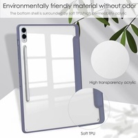 Protection flexible transparente pour Samsung Galaxy Tab S9 S10 Plus 12,4 pouces, modèles dotés d'un rangement sécurisé pour stylet