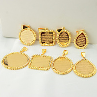Derniers modèles de pendentifs géométriques ovales en forme de pièce de monnaie pour femmes de Dubaï, plaqués or 18 carats