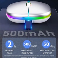 Mouse Gaming Nirkabel Mini RGB USB Isi Ulang Tahan Air untuk Notebook Desktop Laptop Trackball dengan Stok