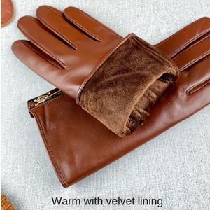 2026 2025 femmes en gros en peau de mouton véritable <span class=keywords><strong>moto</strong></span> <span class=keywords><strong>gants</strong></span> en cuir coupe-vent chaud <span class=keywords><strong>hiver</strong></span> <span class=keywords><strong>gants</strong></span> en cuir - Product Image 4