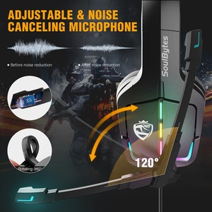 Soulbytes S12 Casque de jeu avec câble adaptateur Annulation du bruit <span class=keywords><strong>RGB</strong></span> Filaire USB 3.5mm Casque de jeu pour <span class=keywords><strong>PC</strong></span> - Product Image 5