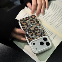 Coque de téléphone magnétique à imprimé léopard scintillant, nouvelle coque de protection antichoc style Ins pour iPhone 17 Series iPhone 15 Pro