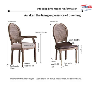 Fauteuil avec structure en bois, dossier en lin rembourré, coussin en éponge haute densité, pieds en bois vieilli pour salle à manger - Product Image 6