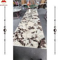 Table de comptoir en granit patagonie personnalisée îlot central 6-8-10 places en granit renard argenté montagne de neige rétroéclairée