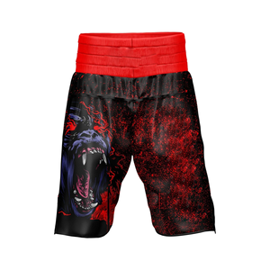 Short MMA BJJ Jiu Jitsu pour hommes, taille plus, respirant, imprimé par transfert thermique, spandex/polyester, taille mi-haute élastique, design ergonomique - Product Image 1