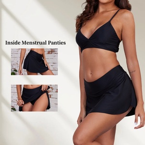 Leeyi 4 capas de fabricación 2 piezas Bikinis período Swimdress Split traje de baño falda mujeres 4 capas menstrual traje de baño - Product Image 2