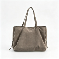 Sacs fourre-tout en daim et cuir de vachette OEM personnalisés 2026 pour femmes, style vintage, avec lacets latéraux, grande capacité, multi-compartiments, sac à bandoulière