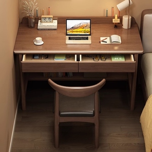 Solid Wood <b>Desk</b> Rectangle <b>With</b> <b>Drawer</b> For Home Office Student <b>Computer</b> Use 1 Person Independent Non Foldable - Product Image 4