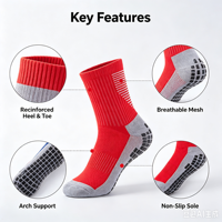 Chaussettes de sport antidérapantes personnalisées OEM avec soutien de la voûte plantaire et coussinets pour la gym, le yoga et le Pilates