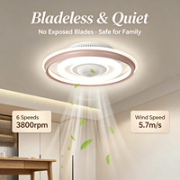 Ventilateur de plafond Yeyun avec lumière, ventilateur sans pales à montage encastré, lumière LED à intensité variable pour plafond bas