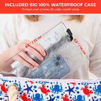 Sac de plage imperméable et sac de piscine avec poche isotherme, 7 poches au total, fermeture éclair supérieure, taille familiale