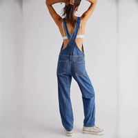 Salopette en jean tendance pour femme, style streetwear, taille haute classique, coupe ample rétro années 90, vente en gros