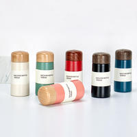 Mini Termo de Acero Inoxidable con Aislamiento al Vacío de 150 ml, Tapa con Diseño de Madera, Taza Portátil de Bolsillo para Viajes y Oficina